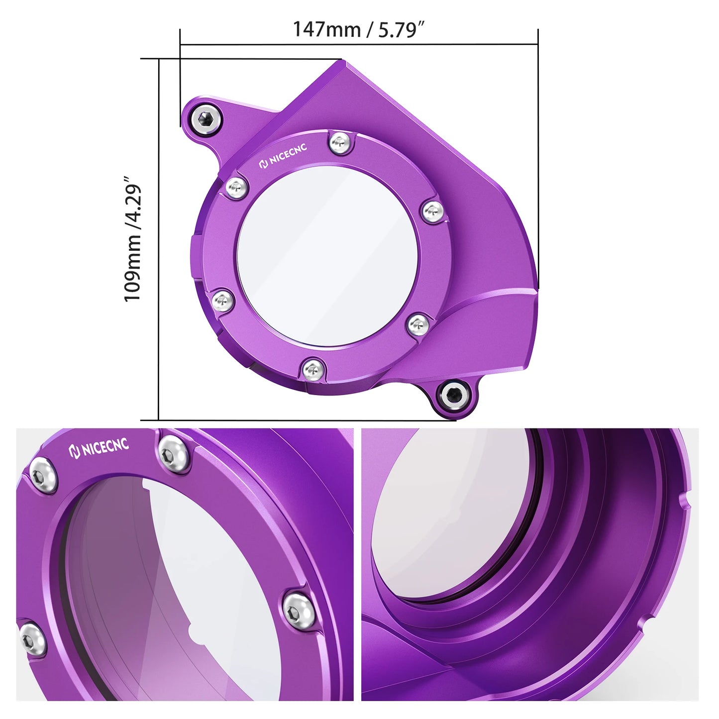 Transparent Motor Belt Pulley Cover Protector for Sur-Ron Light Bee X/S, Segway X160 X260 Aluminum Guard